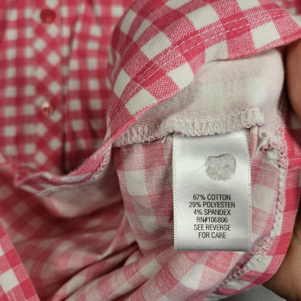 Croft & Barrow Button Down Shirt Womens Plus Size 2X Pink Checked Gingham Casual - Picture 7 of 12